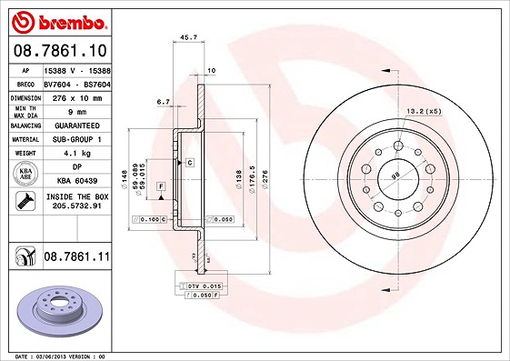 Brembo Bremsscheibe [Hersteller-Nr. 08.7861.11] für Alfa Romeo