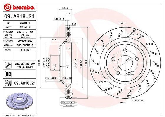Brembo Bremsscheibe [Hersteller-Nr. 09.A818.21] für Mercedes-Benz