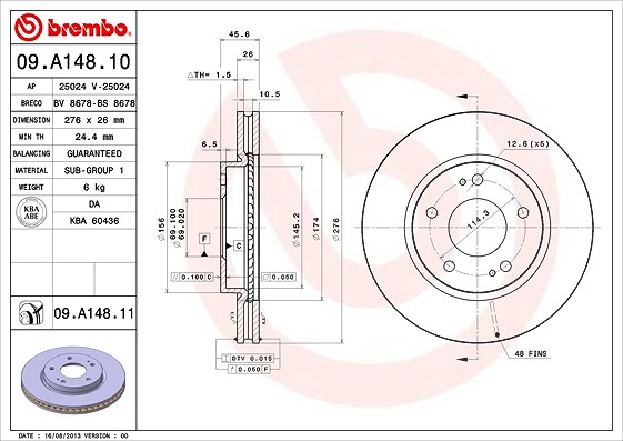 Brembo Bremsscheibe [Hersteller-Nr. 09.A148.11] für Mitsubishi