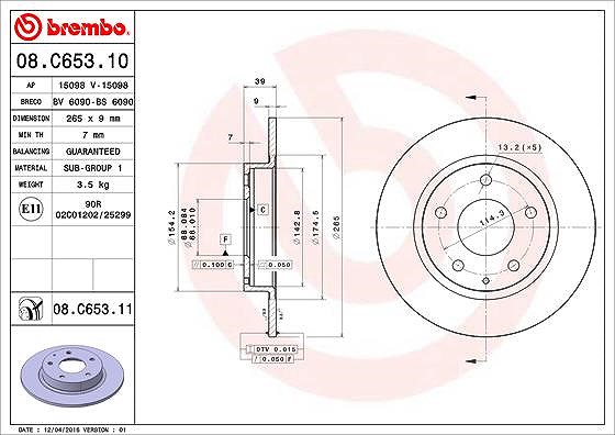 Brembo Bremsscheibe [Hersteller-Nr. 08.C653.11] für Mazda