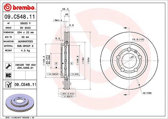 Brembo Bremsscheibe [Hersteller-Nr. 09.C548.11] für VW