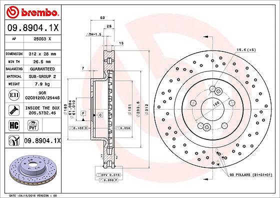 Brembo Bremsscheibe [Hersteller-Nr. 09.8904.1X] für Renault