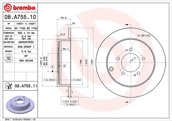 Brembo Bremsscheibe [Hersteller-Nr. 08.A755.11] für Peugeot, Citroën, Mitsubishi