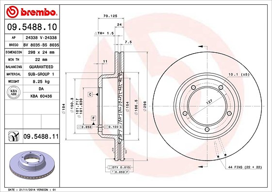 Brembo Bremsscheibe [Hersteller-Nr. 09.5488.11] für Land Rover