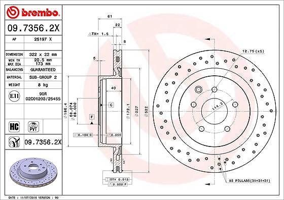 Brembo Bremsscheibe [Hersteller-Nr. 09.7356.2X] für Nissan