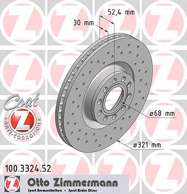 Zimmermann Bremsscheibe [Hersteller-Nr. 100.3324.52] für Audi