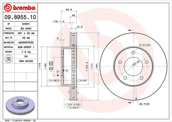 Brembo Bremsscheibe [Hersteller-Nr. 09.8955.10] für Jaguar, Daimler