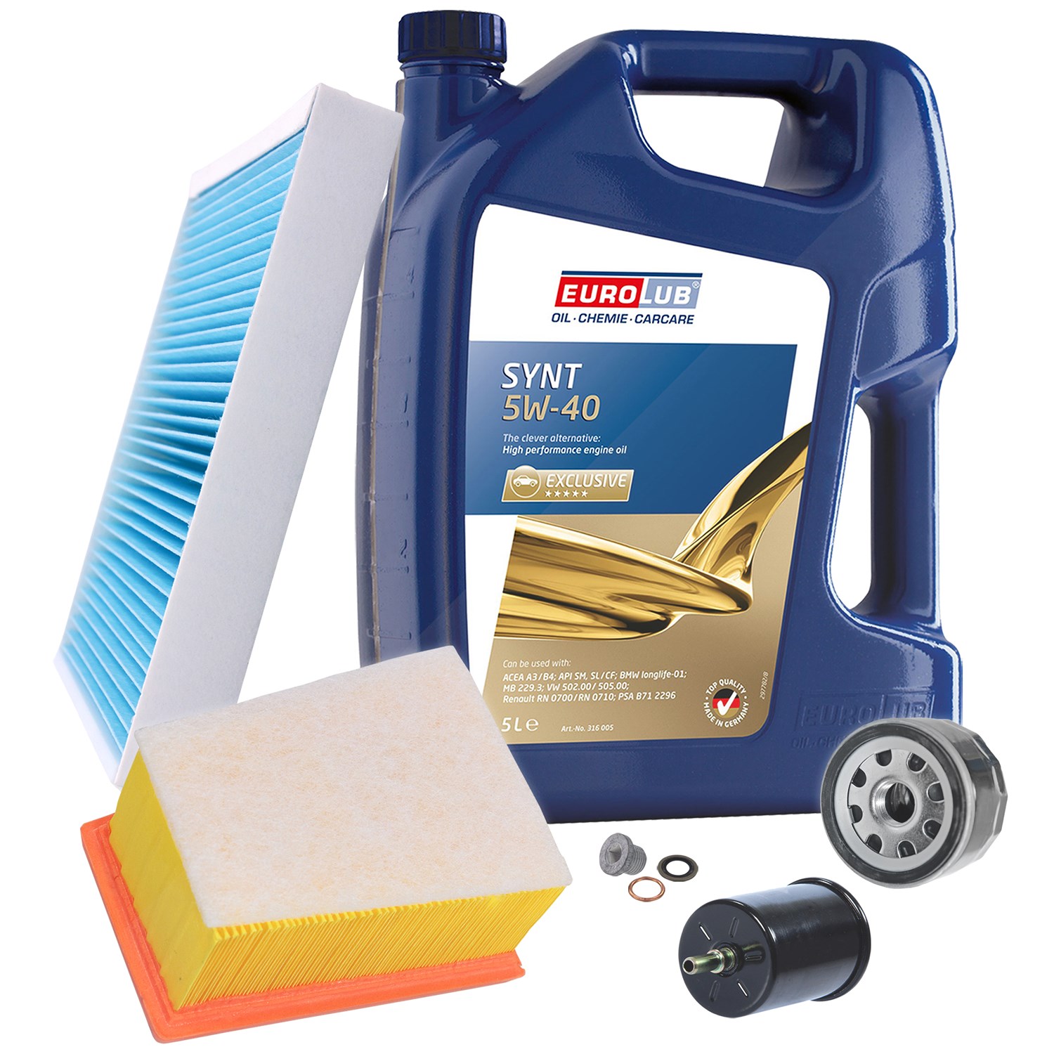 Bestprice Inspektionspaket Filtersatz SET B + 5l ÖL [Hersteller-Nr. 40197925] für Renault