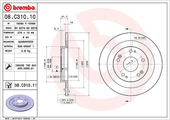 Brembo Bremsscheibe [Hersteller-Nr. 08.C310.11] für Honda