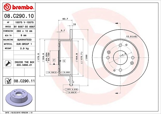 Brembo Bremsscheibe [Hersteller-Nr. 08.C290.11] für Honda