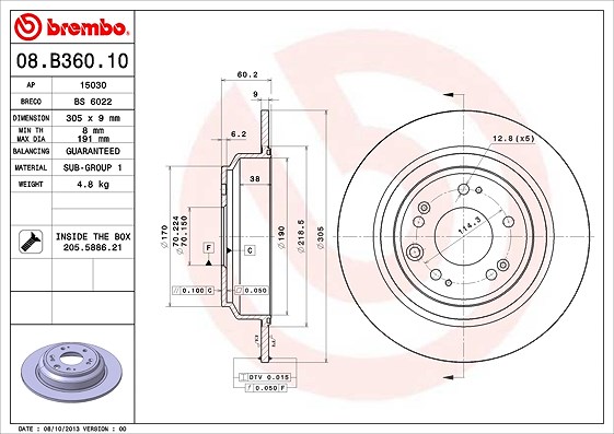Brembo Bremsscheibe [Hersteller-Nr. 08.B360.10] für Honda