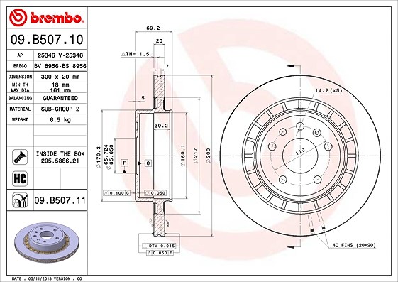 Brembo Bremsscheibe [Hersteller-Nr. 09.B507.11] für Saab