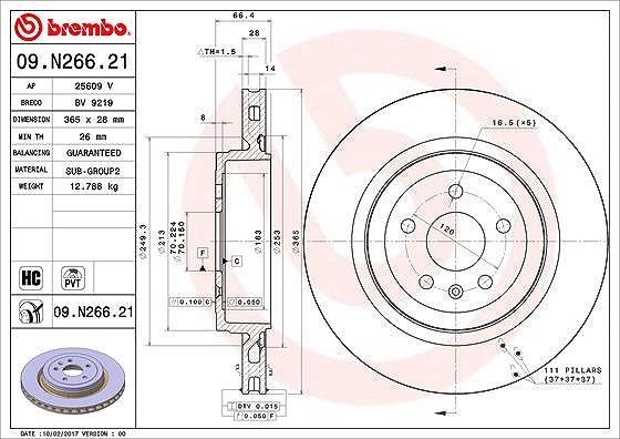 Brembo 1x Bremsscheibe [Hersteller-Nr. 09.N266.21] für Tesla