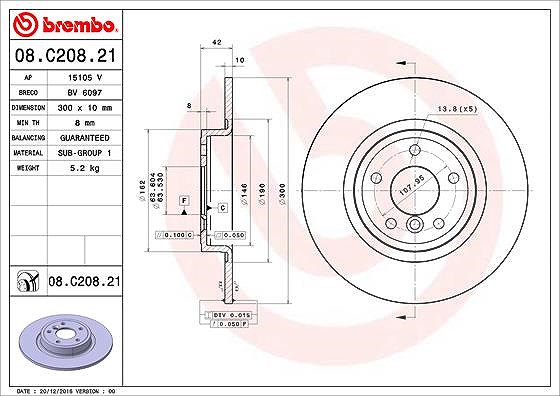 Brembo Bremsscheibe [Hersteller-Nr. 08.C208.21] für Jaguar