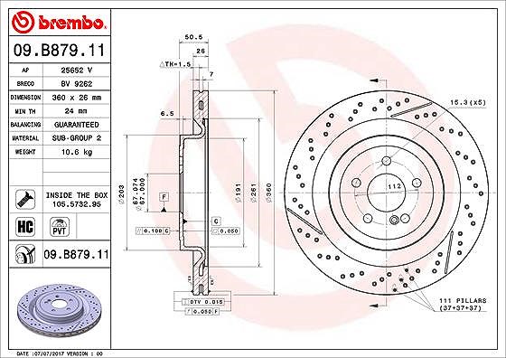 Brembo 1x Bremsscheibe [Hersteller-Nr. 09.B879.11] für Mercedes-Benz