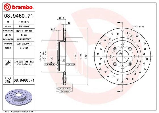 Brembo Bremsscheibe [Hersteller-Nr. 08.9460.71] für Abarth