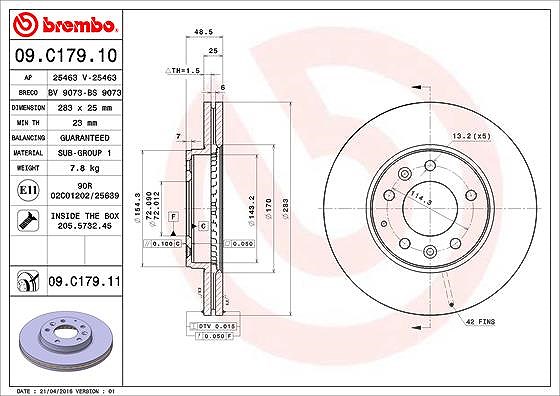 Brembo Bremsscheibe [Hersteller-Nr. 09.C179.11] für Mazda