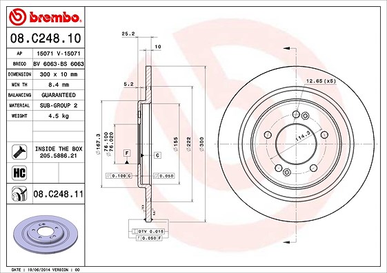 Brembo Bremsscheibe [Hersteller-Nr. 08.C248.11] für Hyundai