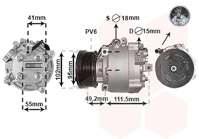 Van Wezel Kompressor, Klimaanlage [Hersteller-Nr. 3201K701] für Peugeot, Mitsubishi, Citroën