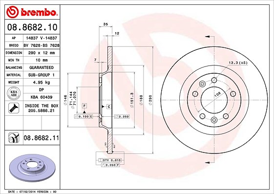 Brembo Bremsscheibe [Hersteller-Nr. 08.8682.11] für Peugeot, Citroën