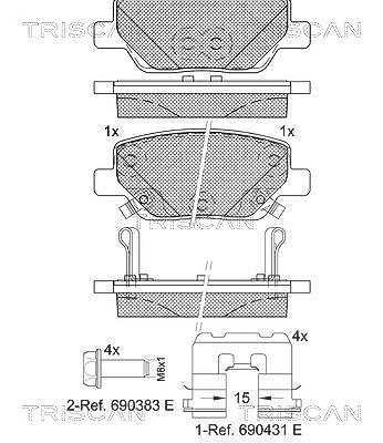 Triscan Bremsbeläge hinten (Satz) [Hersteller-Nr. 811015075] für Fiat
