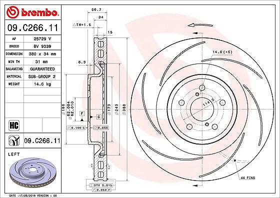 Brembo 1x Bremsscheibe [Hersteller-Nr. 09.C266.11] für Lexus