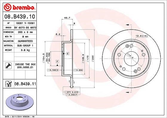 Brembo Bremsscheibe [Hersteller-Nr. 08.B439.11] für Acura, Honda