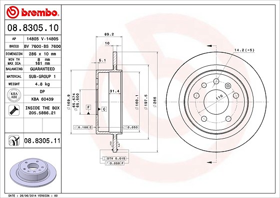 Brembo Bremsscheibe [Hersteller-Nr. 08.8305.11] für Saab