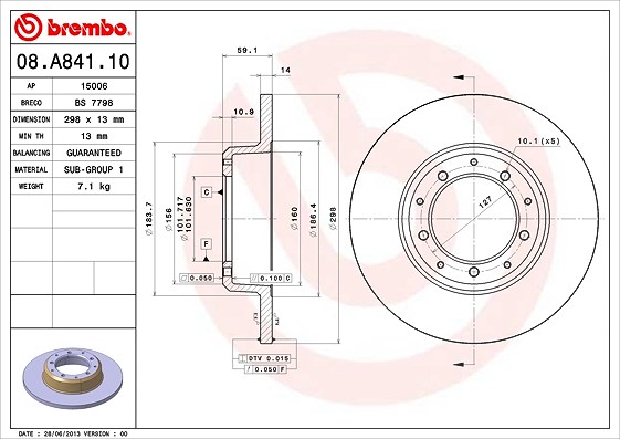 Brembo Bremsscheibe [Hersteller-Nr. 08.A841.10] für Land Rover