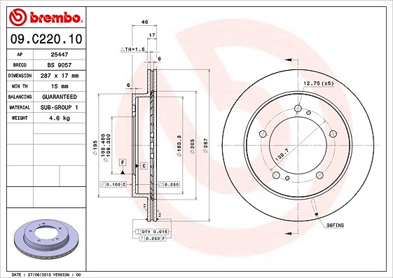 Brembo Bremsscheibe [Hersteller-Nr. 09.C220.10] für Suzuki