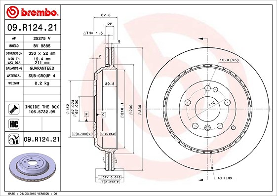 Brembo Bremsscheibe [Hersteller-Nr. 09.R124.21] für Mercedes-Benz