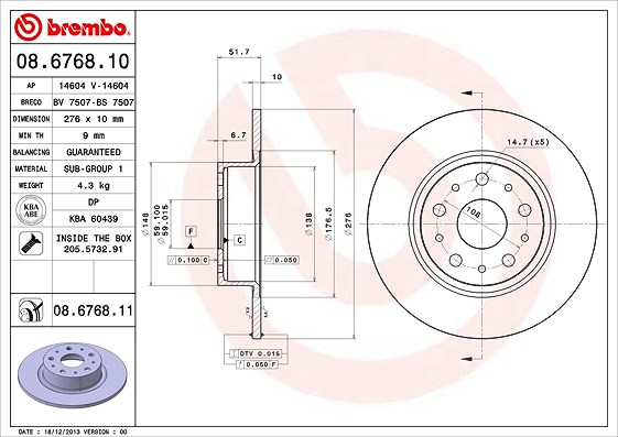 Brembo Bremsscheibe [Hersteller-Nr. 08.6768.11] für Lancia, Alfa Romeo