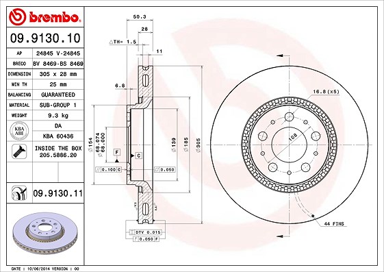 Brembo Bremsscheibe [Hersteller-Nr. 09.9130.11] für Volvo