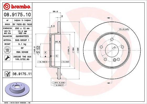Brembo Bremsscheibe [Hersteller-Nr. 08.9175.11] für Mercedes-Benz