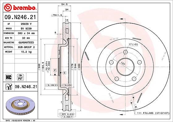 Brembo 1x Bremsscheibe [Hersteller-Nr. 09.N246.21] für Jeep