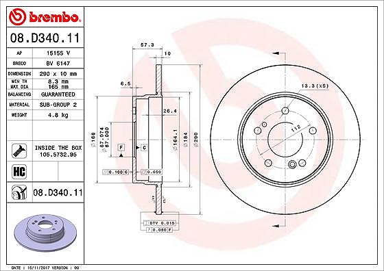 Brembo Bremsscheibe [Hersteller-Nr. 08.D340.11] für Mercedes-Benz