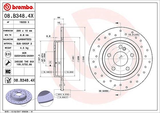 Brembo Bremsscheibe [Hersteller-Nr. 08.B348.4X] für Mercedes-Benz