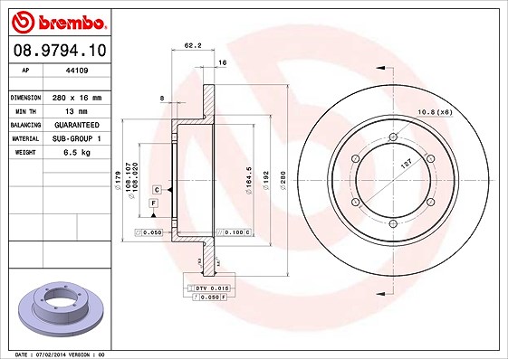 Brembo Bremsscheibe [Hersteller-Nr. 08.9794.10] für Nissan