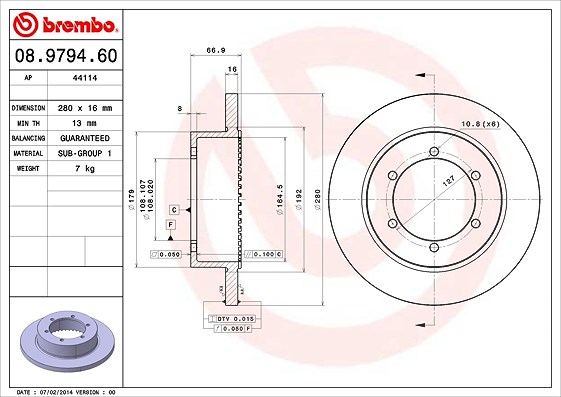 Brembo Bremsscheibe [Hersteller-Nr. 08.9794.60] für Nissan