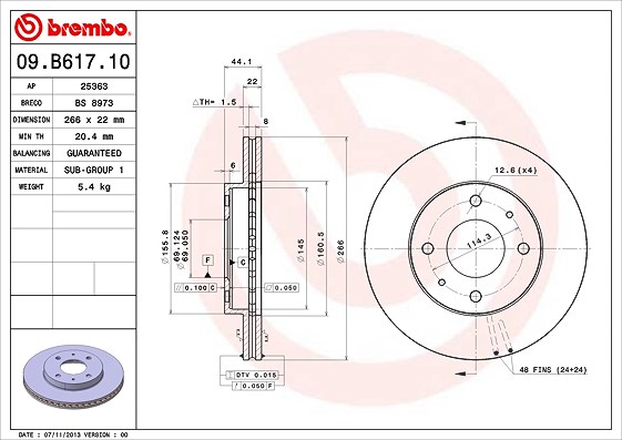 Brembo Bremsscheibe [Hersteller-Nr. 09.B617.10] für Proton