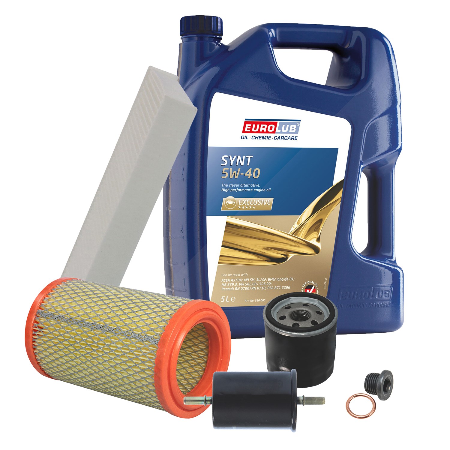 Bestprice Inspektionspaket Filtersatz SET B + 5l ÖL [Hersteller-Nr. 40197754] für Renault