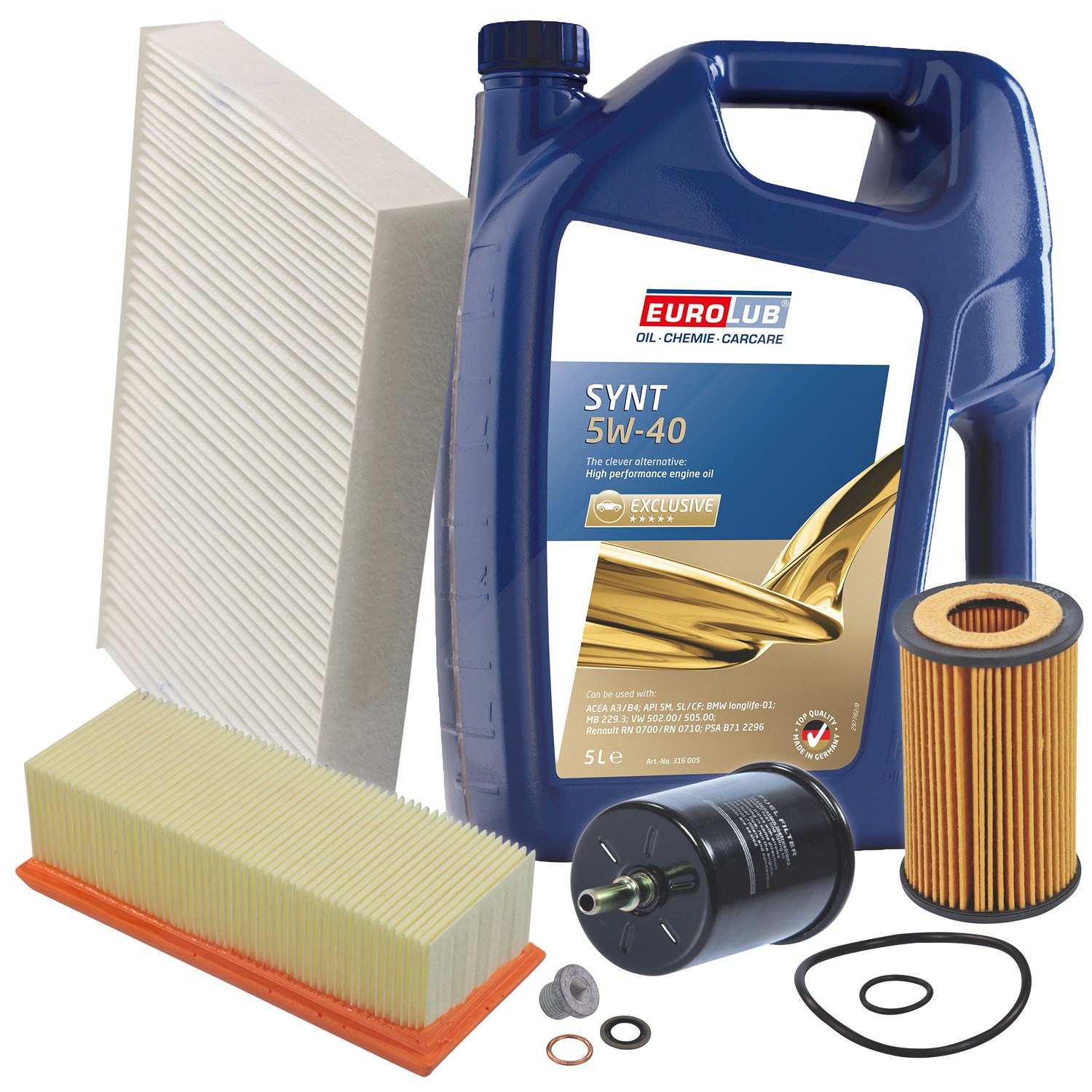 Bestprice Inspektionspaket Filtersatz SET B + 5l ÖL [Hersteller-Nr. 40207412] für Renault
