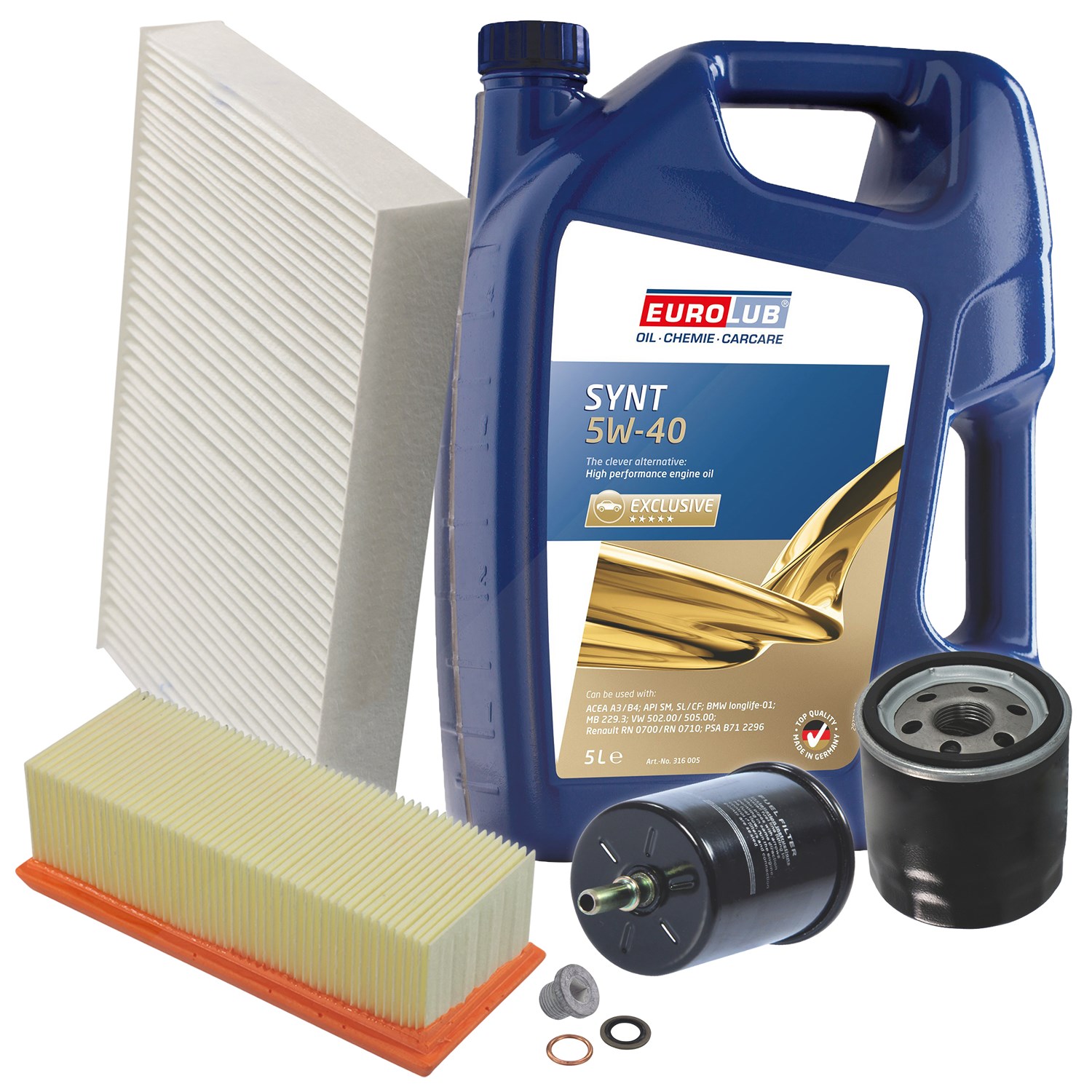 Bestprice Inspektionspaket Filtersatz SET B + 5l ÖL [Hersteller-Nr. 40207413] für Renault, Nissan