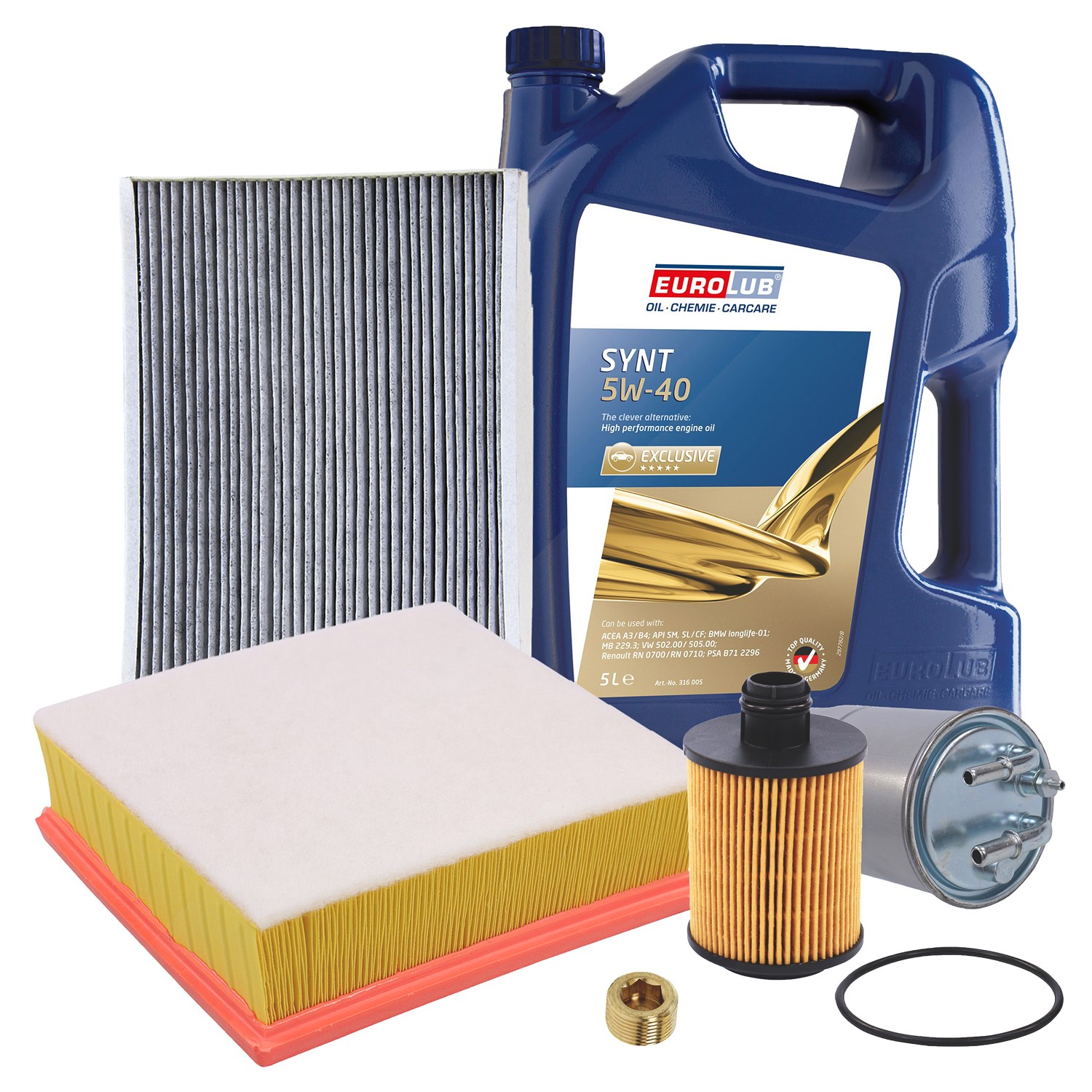 Bestprice Inspektionspaket Filtersatz SET B + 5l ÖL [Hersteller-Nr. 40207860] für Opel, Vauxhall