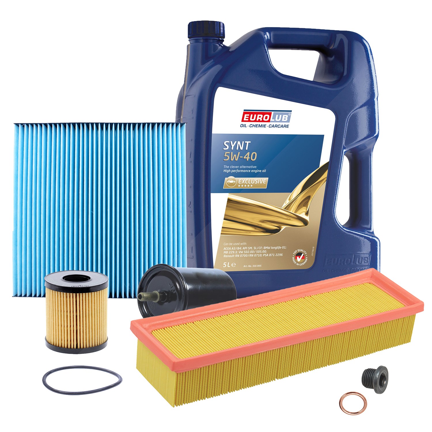 Bestprice Inspektionspaket Filtersatz SET B + 5l ÖL [Hersteller-Nr. 40207808] für Citroën, Peugeot