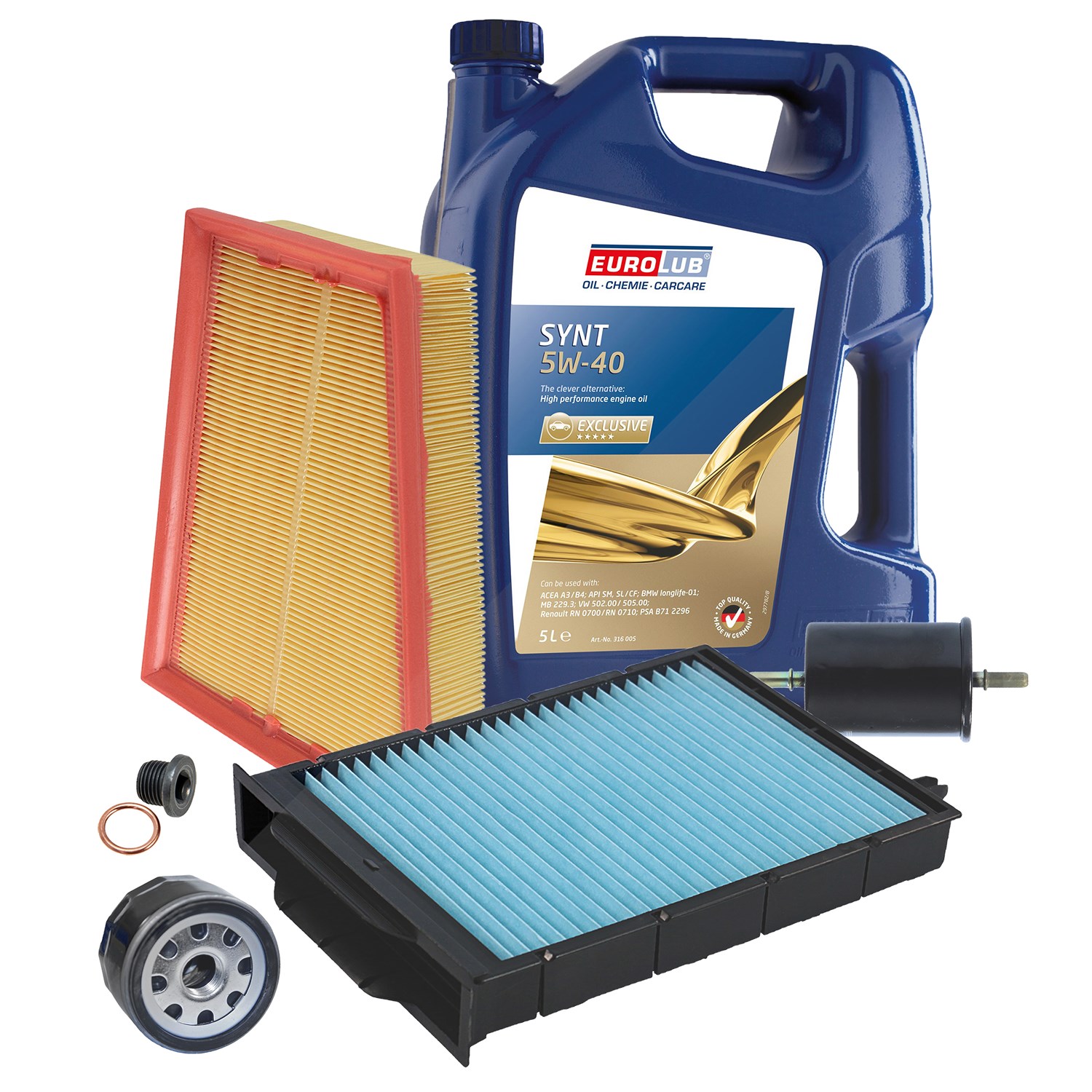Bestprice Inspektionspaket Filtersatz SET B + 5l ÖL [Hersteller-Nr. 40207811] für Renault