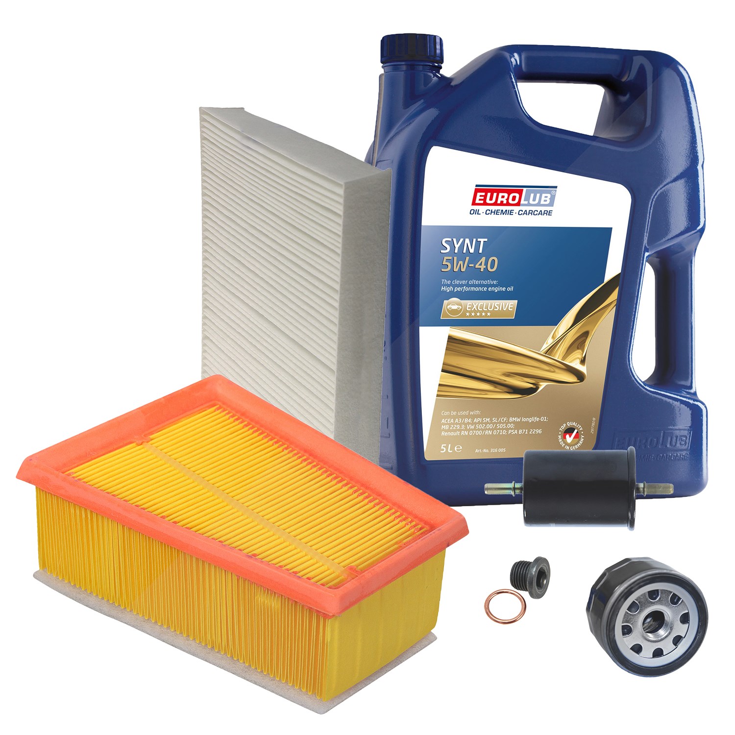 Bestprice Inspektionspaket Filtersatz SET B + 5l ÖL [Hersteller-Nr. 40207827] für Renault, Nissan