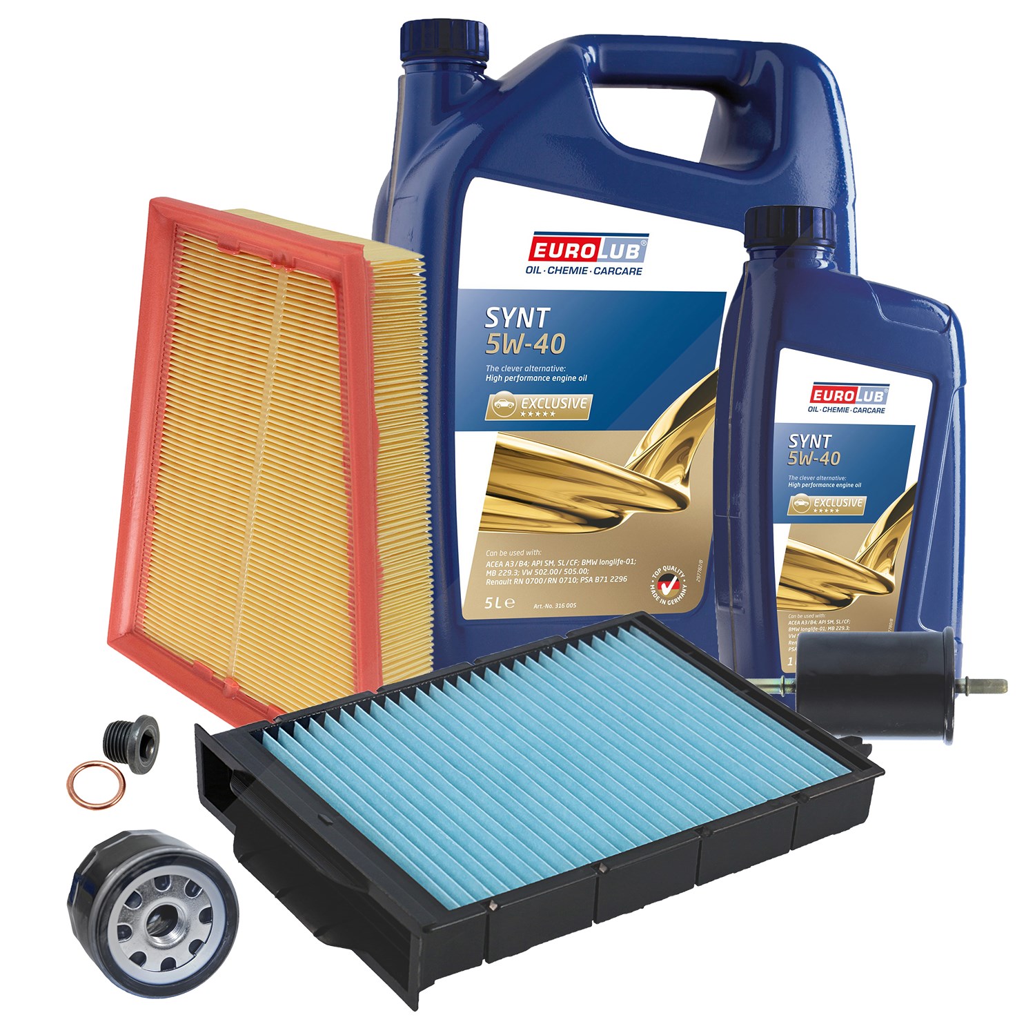 Bestprice Inspektionspaket Filtersatz SET B + 6l ÖL [Hersteller-Nr. 40207912] für Renault