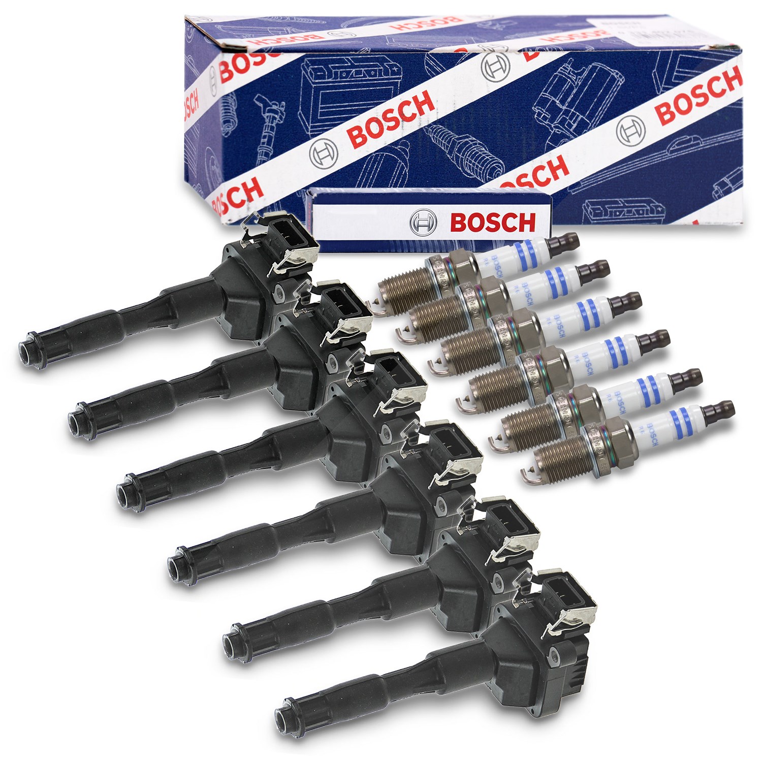 Bosch 6x Zündspule + 6x Zündkerze [Hersteller-Nr. 40207952] für BMW