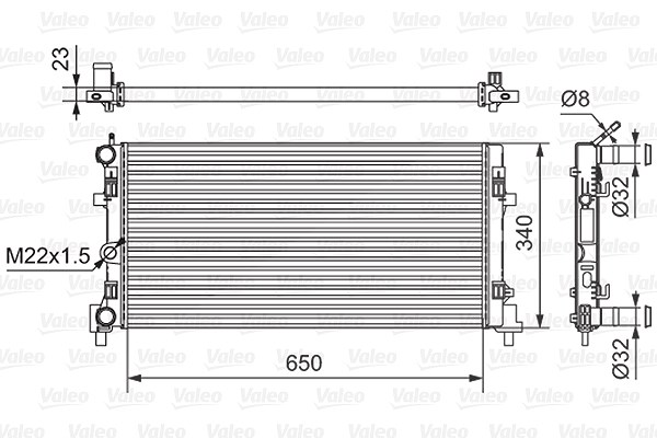 Valeo Kühler, Motorkühlung [Hersteller-Nr. 701522] für Skoda, VW, Seat, Audi